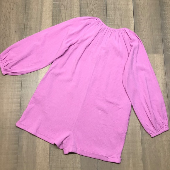 Hatch Romper Maternity Womens Size 4 or XL Pink Katia Gauzy Pockets Long Sleeve - Picture 3 of 13